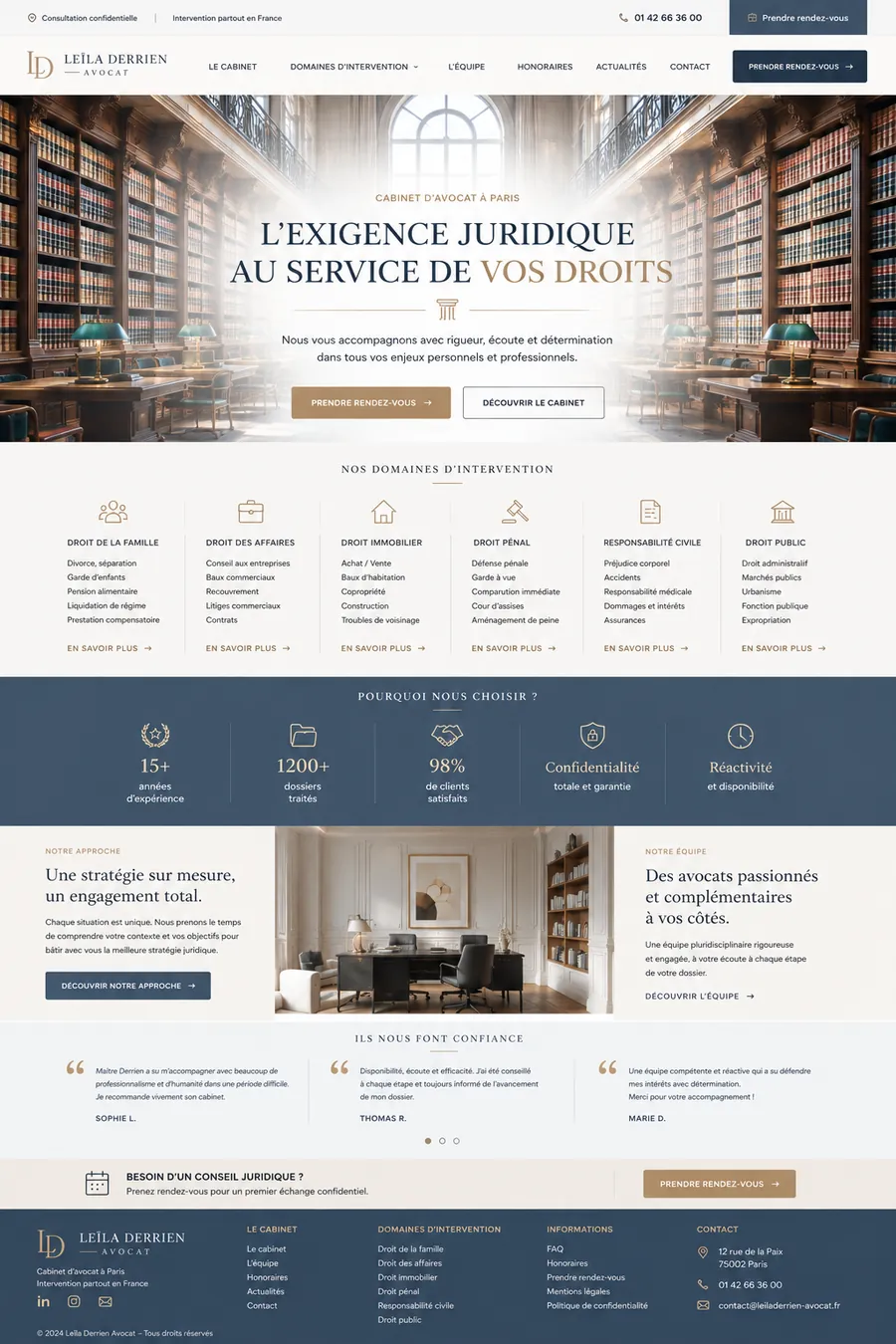 Maquette du site d'un cabinet d'avocats parisien