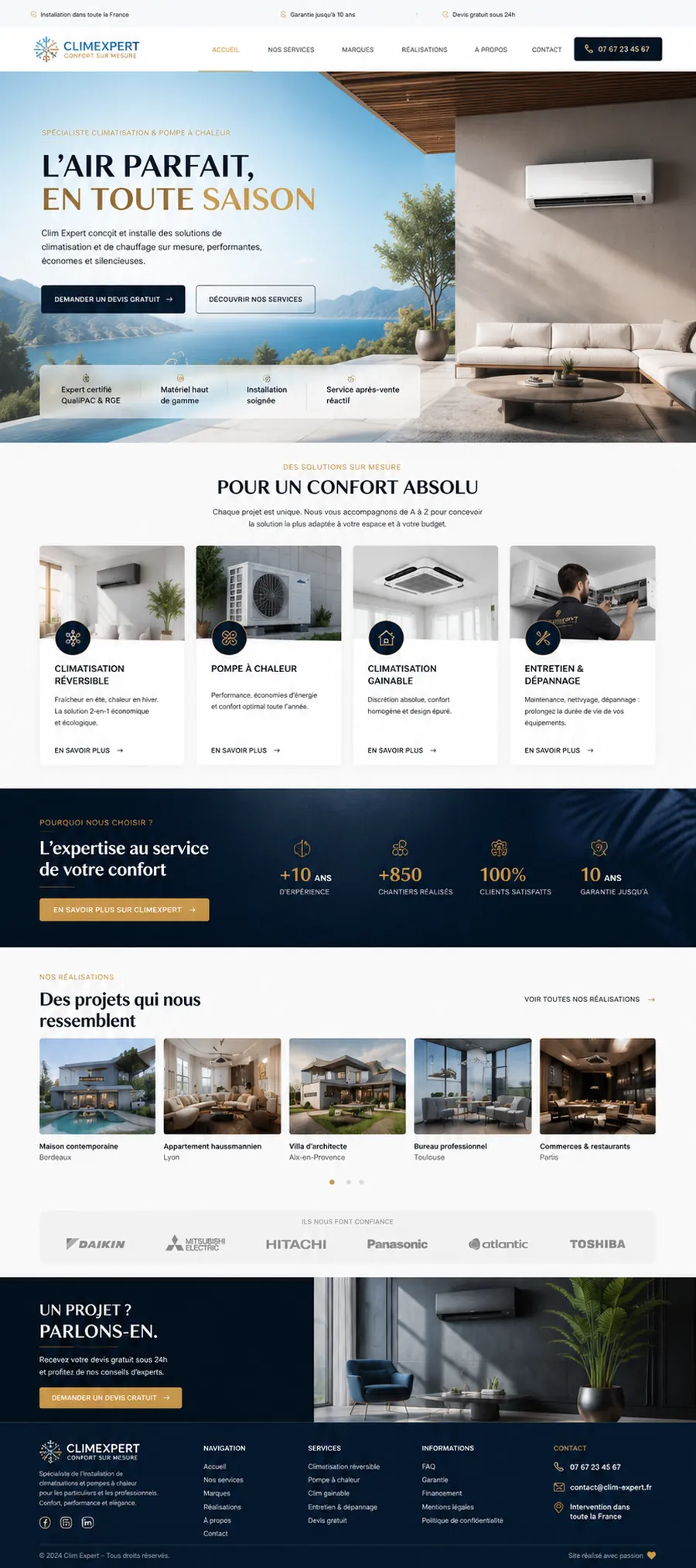 Maquette du site d'un installateur de climatisation et de pompes à chaleur